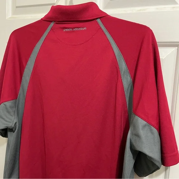 UNDER ARMOUR HEATGEAR PERFORMANCE POLO SHIRT sz Men Large short sleeve red/gray - Picture 8 of 16